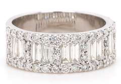 New 1.69ctw Baguette and Round Diamond Band Ring in 14K