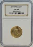 Perfect 2006 $10 American Gold Eagle coin. NGC MS70