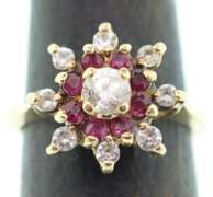 14kt Solid Yellow Gold, Ruby, & Diamond Cocktail Ring
