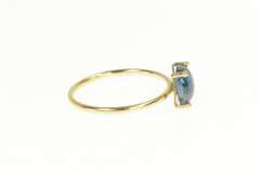 14K Yellow Gold Squared Simulated Sapphire Cabochon Statement Ring