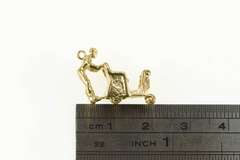 14K Yellow Gold 3D Wheeled Sleigh Charm/Pendant