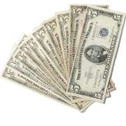 10 Red and Blue Seal $5 US Notes & Silver Certificates