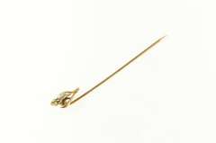 14K Yellow Gold Art Nouveau Ornate Seed Pearl Curvy Stick Pin