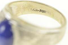 14K White Gold Retro Syn. Blue Star Sapphire Graduated Ring