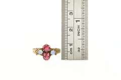 14K Yellow Gold Victorian Opal Syn. Ruby Statement Vintage Ring
