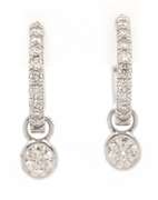 New 0.66ctw Diamond Bezel Set Hoop Drop Earrings in 14K