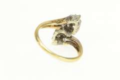 10K Yellow Gold Diamond Cluster Zig Zag Statement Ring