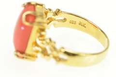 Gold Plated Sim. Coral Squared Badavici Retro Statement Ring