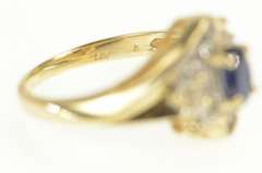 14K Yellow Gold Oval Sapphire Diamond Bypass Engagement Ring