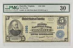 1902 $5 Danville, VA US Nat'l Large Note CH#1985 FR# 602 PMG 30 VF