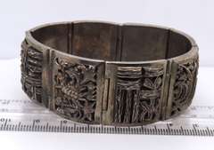 Vintage 925 Sterling Silver Engraved Wide Bangle Bracelet