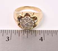 Magnificent Men's Diamond Cluster Ring in 14K Yellow Gold