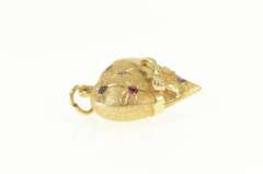 14K Yellow Gold 1960's 40 Years Ruby Heart Anniversary Love Pendant