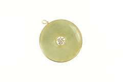 14K Yellow Gold 53mm Jade Bi Circle Chinese Happiness Pendant