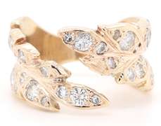 1.00ctw Diamond Leaf Split Wrap Ring in 14K