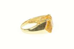 14K Yellow Gold Navette Citrine Retro Fancy Solitaire Cocktail Ring