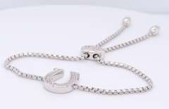 925 Sterling Silver Horseshoe Cubic Zirconia Bracelet