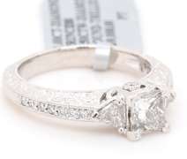 New 1.50ctw Princess Trillion and Round Diamond Straight Engagement Ring in Platinum
