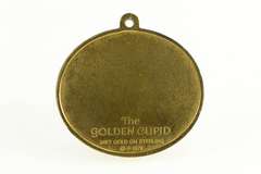 Gold Plated The Golden Cupid Cherub Dolphin Oval Pendant