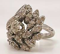 14kt Solid White Gold & Diamond Cocktail Ring