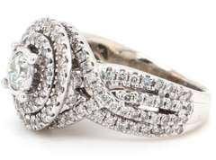 Majestic White Gold Round Diamond Double Halo Enagagement Ring