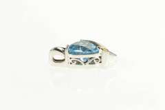 Sterling Silver 14K Trillion Blue Topaz Diamond Accent Pendant