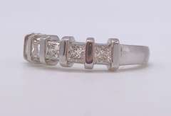 14kt Solid White Gold & Diamond Band
