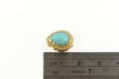 14K Yellow Gold Pear Turquoise Vintage Slide Bracelet Charm/Pendant