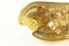 14K Yellow Gold Lapis Lazuli Retro Scalloped Wing Designer Earrings