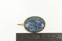 14K Yellow Gold Mosaic Opal Triplet Oval Vintage Statement Pendant
