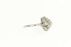 10K White Gold 0.25 Ctw Diamond Wavy Cluster Statement Ring