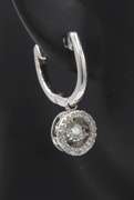 Fantastic White Gold Illusion Set Round Diamond Dangle Earrings