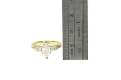 14K Yellow Gold 2.29 Ctw Marquise Three Diamond Engagement Ring