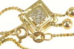 14K Yellow Gold Diamond Square Cluster Serpentine Bolo Chain Necklace