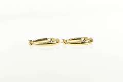14K Yellow Gold Diamond Cut Retro Puffy Twist Oval Hoop Earrings