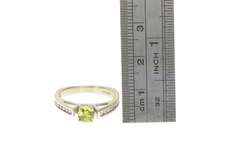 14K White Gold Peridot Diamond Accent Channel Engagement Ring