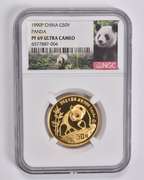 PF69 UCAM 1990-P China 50 Yuan 1/2 Oz. .999 Fine Gold Panda NGC