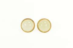 14K Yellow Gold Retro Jadeite Cabochon Domed Stud Earrings