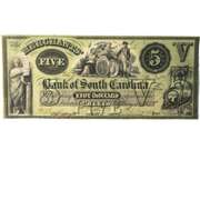 Near Unc Aug 10 1858 $5  Merchants Bank of South Carolina Cheraw Note