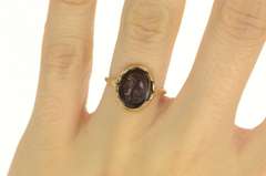 10K Yellow Gold Victorian Carved Carnelian Intaglio Statement Ring