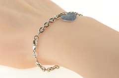 14K White Gold Cable Link Heart Charm Love Symbol Chain Bracelet
