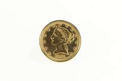 14K Yellow Gold 1881 Half Eagle $5 Five Dollar Filigree US Coin Ring