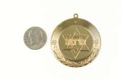 14K Yellow Gold Star of David Hebrew Jewish Diamond Medallion Pendant