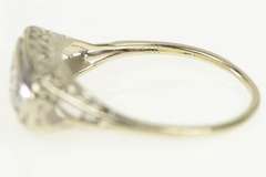 14K White Gold Art Deco Ornate Filigree Squared Statement Ring