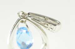 14K White Gold Pear Blue Topaz Diamond Accent Drop Pendant