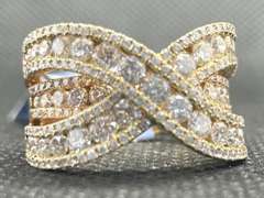 UNIQUE 14K LADIES ROSE GOLD DIAMOND CROSS OVER DRESS RING