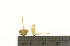 14K Yellow Gold Scallop Sea Shell Beach Motif Stud Earrings