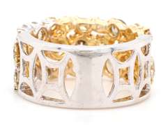 3.96ctw Mixed Fancy Color Diamond Two Tone Band Ring in 18K