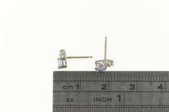 18K White Gold Oval Tanzanite Diamond Cluster Accent Stud Earrings