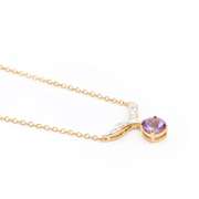 Plated 18KT Yellow Gold 1.04cts Amethyst and Diamond Necklace